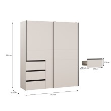 Schwebetürenschrank >WINN 2< in Sandfarbig - 170,3x200,5x61,2cm (BxHxT)