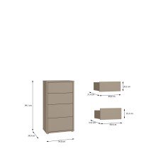 Schubkastenkommode >ALICE SPRINGS< in Taupe - 54,8x99,1x34,9cm (BxHxT)