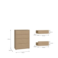 Schubkastenkommode >ALICE SPRINGS< Elegancia Eiche Dekor - 74,5x99,1x34,9cm (BxHxT)