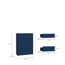 Schubkastenkommode >ALICE SPRINGS< in Nachtblau - 74,5x99,1x34,9cm (BxHxT)