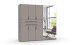 Drehtürenschrank >DIGIT< in SAHARAGRAU / SPIEGEL - 225x208x58cm (BxHxT)