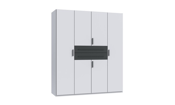 Drehtürenschrank >DIGIT< in WEISS + SCHWARZ - 180x208x58cm (BxHxT)