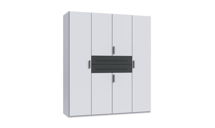 Drehtürenschrank >DIGIT< in WEISS + SCHWARZ - 180x208x58cm (BxHxT)