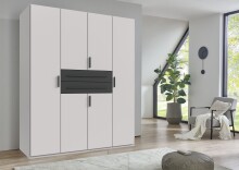 Drehtürenschrank >DIGIT< in WEISS + SCHWARZ - 180x208x58cm (BxHxT)