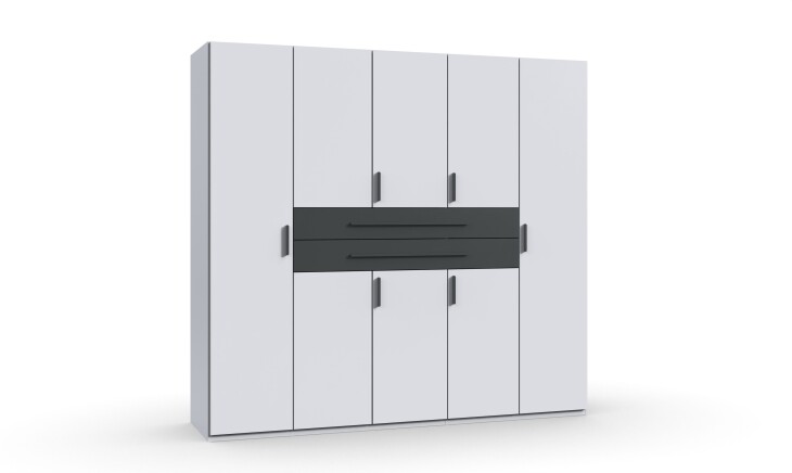 Drehtürenschrank >DIGIT< in WEISS + SCHWARZ - 225x208x58cm (BxHxT)