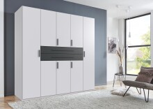 Drehtürenschrank >DIGIT< in WEISS + SCHWARZ - 225x208x58cm (BxHxT)