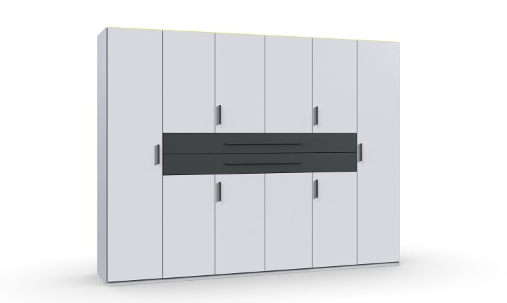 Drehtürenschrank >DIGIT< in WEISS + SCHWARZ - 270x208x58cm (BxHxT)