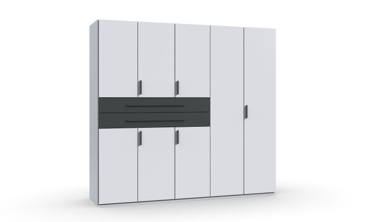 Drehtürenschrank >DIGIT< in WEISS + SCHWARZ - 225x208x58cm (BxHxT)