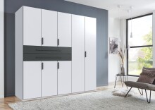 Drehtürenschrank >DIGIT< in WEISS + SCHWARZ - 225x208x58cm (BxHxT)