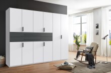 Drehtürenschrank >DIGIT< in WEISS + SCHWARZ - 270x208x58cm (BxHxT)