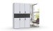 Drehtürenschrank >DIGIT< in WEISS / SCHWARZ / SPIEGEL - 225x208x58cm (BxHxT)