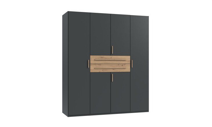 Drehtürenschrank >DIGIT< in GRAFIT - ARTISAN EICHE DEKOR - 180x208x58cm (BxHxT)