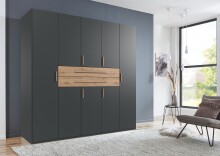 Drehtürenschrank >DIGIT< in GRAFIT - ARTISAN EICHE DEKOR - 225x208x58cm (BxHxT)