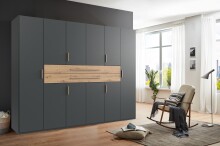 Drehtürenschrank >DIGIT< in GRAFIT - ARTISAN EICHE DEKOR - 270x208x58cm (BxHxT)