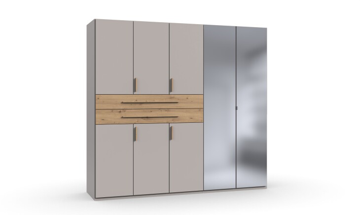 Drehtürenschrank >DIGIT< KASCHMIR / ARTISAN EICHE DEKOR / SPIEGEL - 225x208x58 (BxHxT)