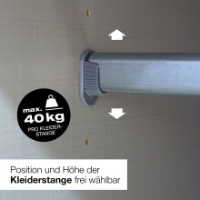 Drehtürenschrank >DIGIT< KASCHMIR / ARTISAN EICHE DEKOR / SPIEGEL - 225x208x58 (BxHxT)