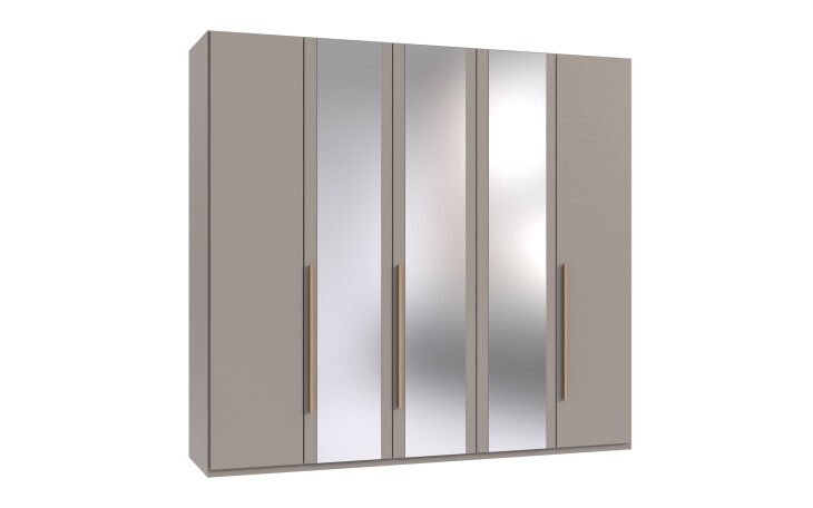 Drehtürenschrank >LONDON< in SAHARAGRAU + ARTISAN EICHE DEKOR - 225x208x58cm (BxHxT)