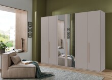 Drehtürenschrank >LONDON< in SAHARAGRAU + ARTISAN EICHE DEKOR - 270x208x58cm (BxHxT)