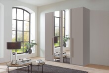 Drehtürenschrank >LONDON< SAHARAGRAU + ARTISAN EICHE DEKOR - 180x208x58cm (BxHxT)