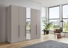 Drehtürenschrank >LONDON< SAHARAGRAU + GRIFFE...