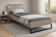 Futonbett >Tilburg< Saharagrau mit LED Beleuchtung, höhenverstellbar 90x200cm (BxL)