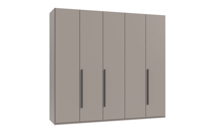 Drehtürenschrank >LONDON< in SAHARAGRAU + SCHWARZ - 225x208x58cm (BxHxT)