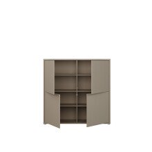 Highboard >ALICE SPRINGS< in Farbe Taupe - 124,5x121,5x34,9cm (BxHxT)