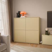 Highboard >ALICE SPRINGS< in Buttergelb - 124,5x121,5x34,9cm (BxHxT)