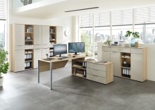 Aktenschrank >Santorin< in Riva Eiche / Cashmere - 80x198x38 (BxHxT)