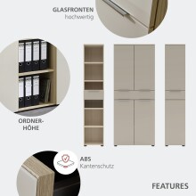 Aktenschrank >Santorin< in Riva Eiche / Cashmere - 80x198x38 (BxHxT)