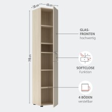 Aktenschrank >Santorin< in Riva Eiche / Cashmere - 40x198x38 (BxHxT)