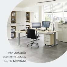 Aktenschrank >Santorin< in Riva Eiche / Cashmere - 40x198x38 (BxHxT)