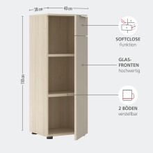 Hochkommode >Santorin< in Riva Eiche / Cashmere - 40x110x38 (BxHxT)