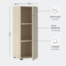 Hochkommode >Santorin< in Riva Eiche / Cashmere - 40x110x38 (BxHxT)