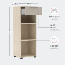 Hochkommode >Santorin< in Riva Eiche / Cashmere - 40x110x38 (BxHxT)