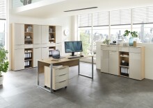 Schreibtisch >Santorin< in Riva Eiche Dekor, Melamin - 170x77x73cm (BxHxT)