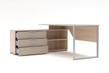 Regal-Schreibtisch >Santorin< in Riva Eiche Dekor, Melamin - 180x77x160 (BxHxT)