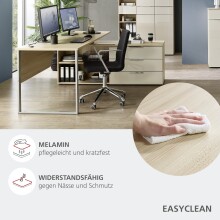 Regal-Schreibtisch >Santorin< in Riva Eiche Dekor, Melamin - 180x77x160 (BxHxT)