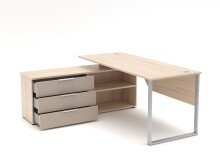 Regal-Schreibtisch >Santorin< in Riva Eiche Dekor, Melamin - 180x77x160 (BxHxT)