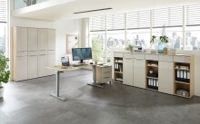 Schreibtisch >Santorin< in Riva Eiche Dekor, Melamin - 160x72x77cm (BxHxT)