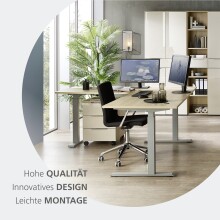 Eckschreibtisch >Santorin< in Riva Eiche Dekor, Melamin - 185x72x177cm (BxHxT)