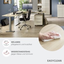 Eckschreibtisch >Santorin< in Riva Eiche Dekor, Melamin - 185x72x177cm (BxHxT)