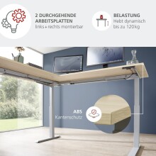 Eckschreibtisch >Santorin< in Riva Eiche Dekor, Melamin - 185x72x177cm (BxHxT)