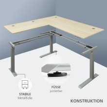 Eckschreibtisch >Santorin< in Riva Eiche Dekor, Melamin - 185x72x177cm (BxHxT)