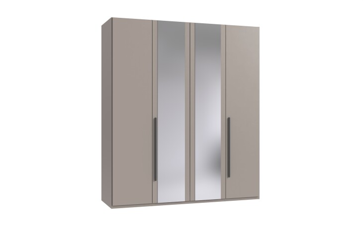Drehtürenschrank >LONDON< in SAHARAGRAU / SPIEGEL - 180x208x58cm (BxHxT)