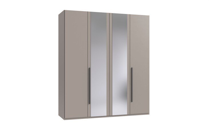 Drehtürenschrank >LONDON< in SAHARAGRAU / SPIEGEL - 180x208x58cm (BxHxT)