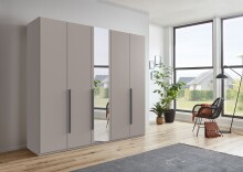 Drehtürenschrank >LONDON< in SAHARAGRAU / SPIEGEL - 225x208x58cm (BxHxT)