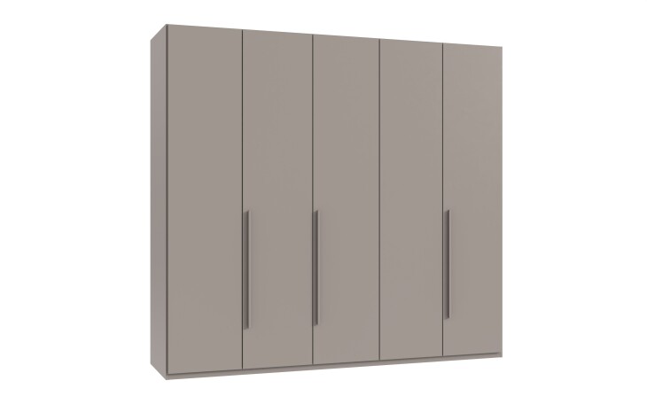 Drehtürenschrank >LONDON< inkl. Inneneinteilung, Farbe SAHARAGRAU - 225x208x58cm (BxHxT)