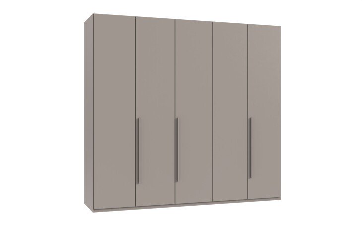 Drehtürenschrank >LONDON< inkl. Inneneinteilung, Farbe SAHARAGRAU - 225x208x58cm (BxHxT)