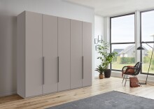 Drehtürenschrank >LONDON< inkl. Inneneinteilung, Farbe SAHARAGRAU - 225x208x58cm (BxHxT)